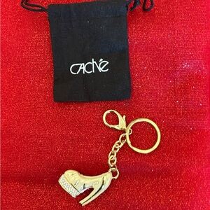 Cache Gold & Beige Shoe Keychain or charm for purses